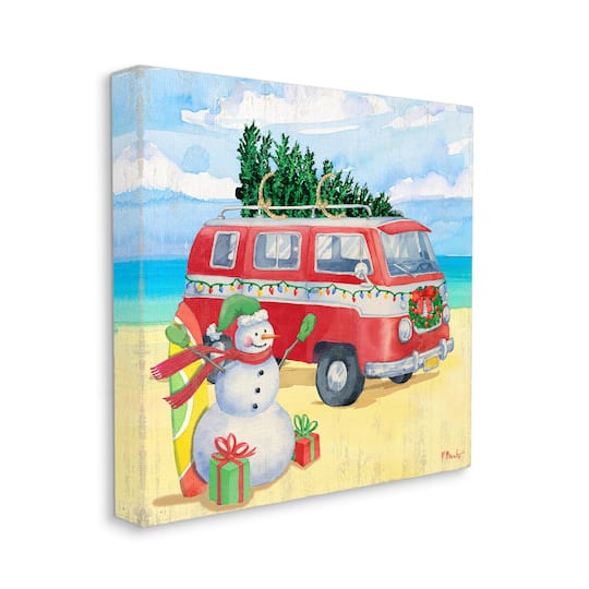 Stupell Industries Christmas Beach Nautical Van Canvas Wall Art